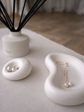 Cloud & Glow Resin Set - organic jewellery dish styled with pearl earrings and reed diffuser